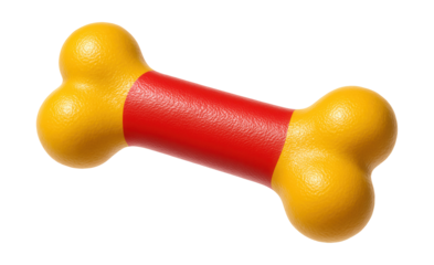 Bone-shaped plastic chew toy with squeaker for indoor family playrooms.