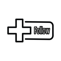 Add follow button icon with plus sign isolated on