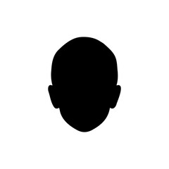 Front view boy head silhouette icon vector flat design.