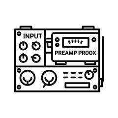 Vector icon of a preamp proox audio device with input and controls, isolated on