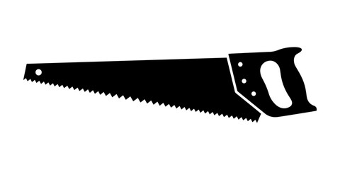 Hand Saw Silhouette Illustration for Woodworking and Construction Projects.