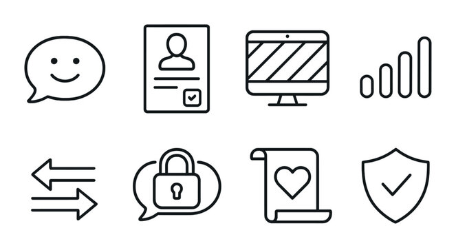 Minimalistic black education and security icons on gradient background