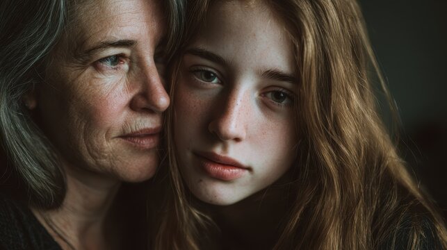 Unhappy teen girl and her caring mom