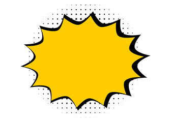 Comic yellow starburst badge for labels, stickers, sale banners and promotional design