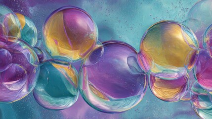 Abstract, colorful bubbles, iridescent,  in a dreamy,  pastel background