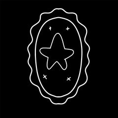 Simple oval frame with a star and small crosses, perfect for badges or decorations