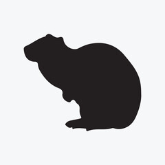 Rodent Silhouette Sitting Pose &ndash; Small Mammal Vector Illustration Isolated on White