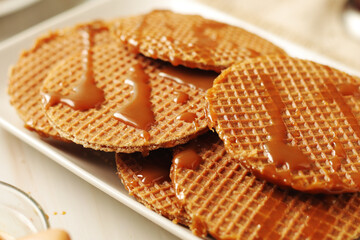 Stroopwafel, a thin, round cookie popular throughout the Netherlands	