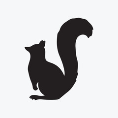 Squirrel Silhouette with Curved Tail &ndash; Cute Forest Animal Vector Illustration