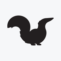 Squirrel Silhouette with Large Tail &ndash; Wild Animal Vector Illustration on White Background
