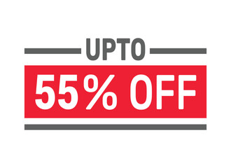 Up to 55% Off sale offer text design icon vector illustration