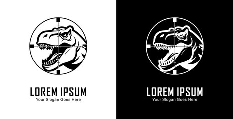 The logo design is in the shape of a dinosaur head that is in the shot