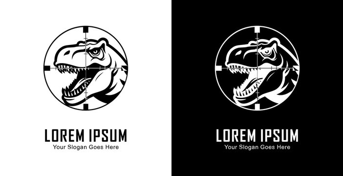 The logo design is in the shape of a dinosaur head that is in the shot