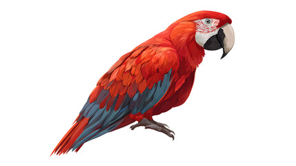 Vector Art of Red Macaw shows detailed feather texture. Use for educational resources, posters, branding.