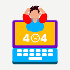 vector illustration of a man with laptop