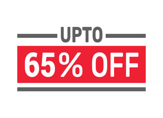 Up to 65% Off sale offer text design icon vector illustration