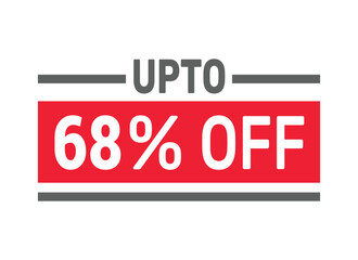 Up to 68% Off sale offer text design icon vector illustration
