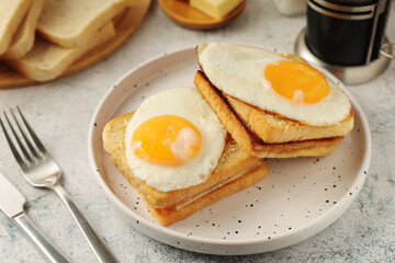 A croque madame sandwich, traditional dish of French cuisine	