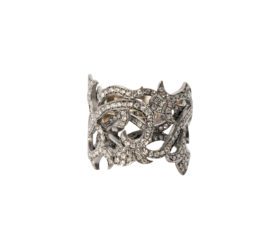 Elegant Diamond Ring, Ornate Precious Metal Jewelry