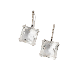 Brilliant Clear Square Earrings, Luxury Fashion Jewelry