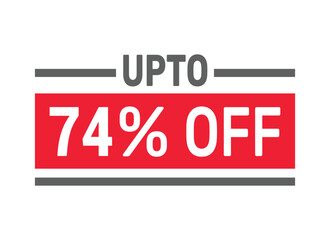 Up to 74% Off sale offer text design icon vector illustration