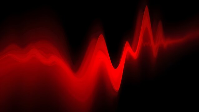Abstract red sound waveform on black background