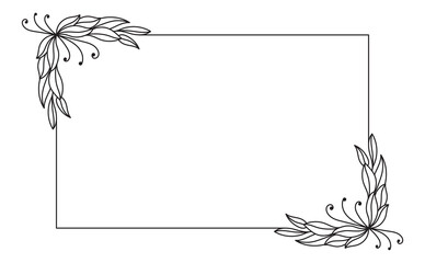 Elegant floral line art border frame