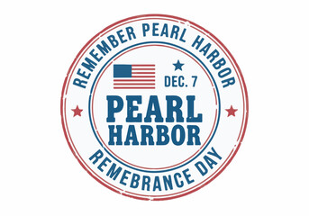 Vintage Pearl Harbor Remembrance Day Dec 7th vector stamp isolated on white