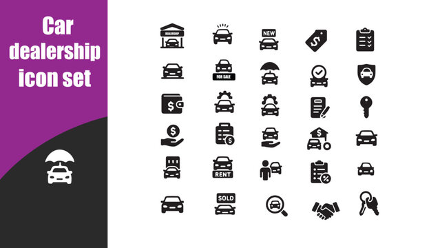 Car dealership  icon set