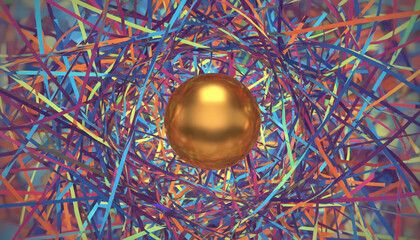 Golden Core in Chaos | Neural Energy & Cosmic Order Visualization | Abstract Physics & Spiritual Center

