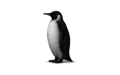 Obraz premium Detailed pointillism penguin artwork in monochrome