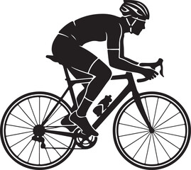 Fototapeta premium black silhouette of cyclist on white background, vector