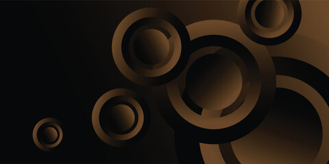 Tech geometric background with abstract golden and black circles. Vector design.