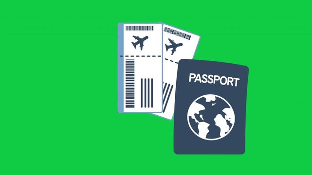 Blank passport template and airline tickets. International passport with sample personal data page visa, travel, document