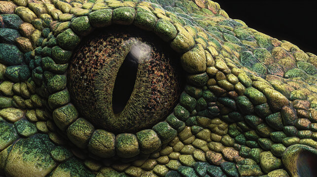 Close-up macro of a lizard eye in sharp detail