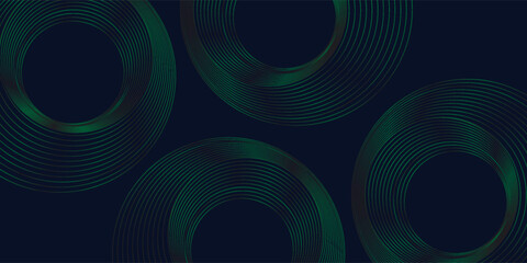 Round frame colorful green black light isolated on dark background. Abstract circles lines pattern. Vector illustration concept for music, digital, modern science, vector illustration