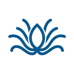 Blue abstract lotus flower symbol on white background vector