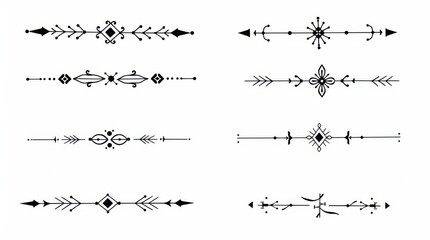 Bohemian hand drawn decorative dividers and page breaks vector