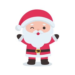 Hand draw of  Cute Santa Claus Waving and Winking in a Playful Christmas Character Design