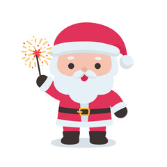 Cute Santa Claus Holding a Sparkler in a Festive Christmas Celebration Scene