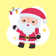 Hand draw of  Cute Santa Claus Holding a Wine Glass in a Festive Christmas Celebration