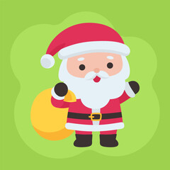 Cute Santa Claus Carrying a Gift Sack in a Cheerful Christmas