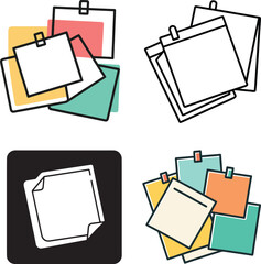 Clean minimal line art sticky notes icon set