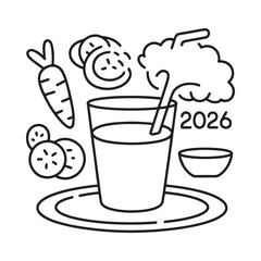 Healthy fresh juice with vegetables and a straw for 2026