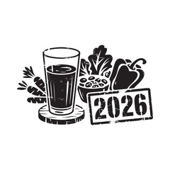 Healthy food and drink with the year 2026