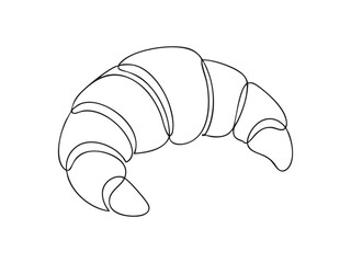 French croissant one line continuous drawing. Vector illustration.