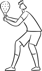 Man playing padel hand drawn sport illustration