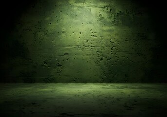 Green Grunge Concrete Wall and Floor Studio Background for Product Presentation and Mockups