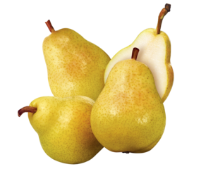 composição com pêras frescas isolado em fundo transparente