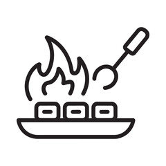 Barbecue skewers cooking over open flames icon